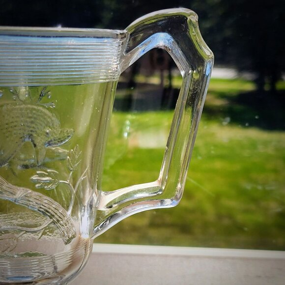 Antique EAPG Glass Creamer Cardinal Bird on Tree, Vintage Pressed Glass USA Made - Picture 3 of 12